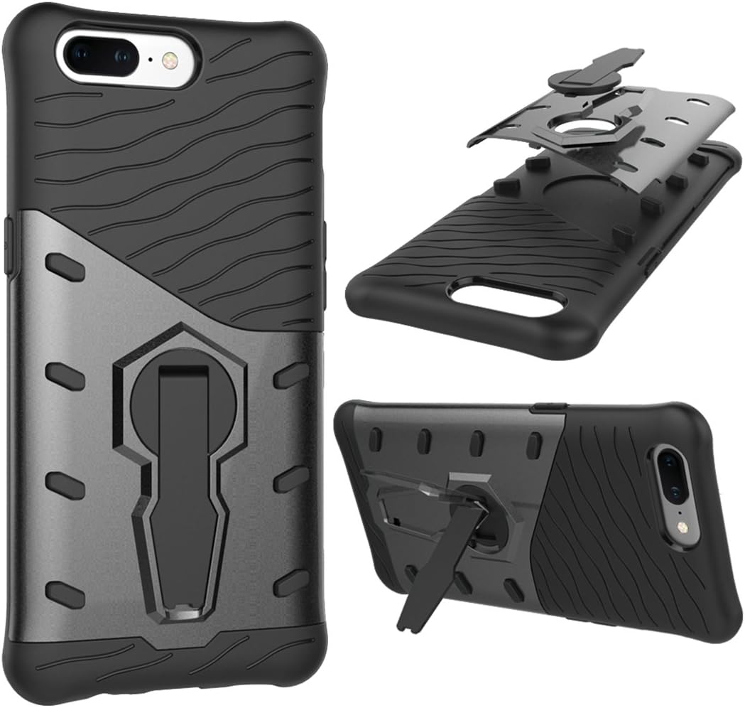 Oneplus 5 Case Cover Silicone TPU + PC Double Layer Protection Dropping Ultra Durable Case For Oneplus 5 (Black)