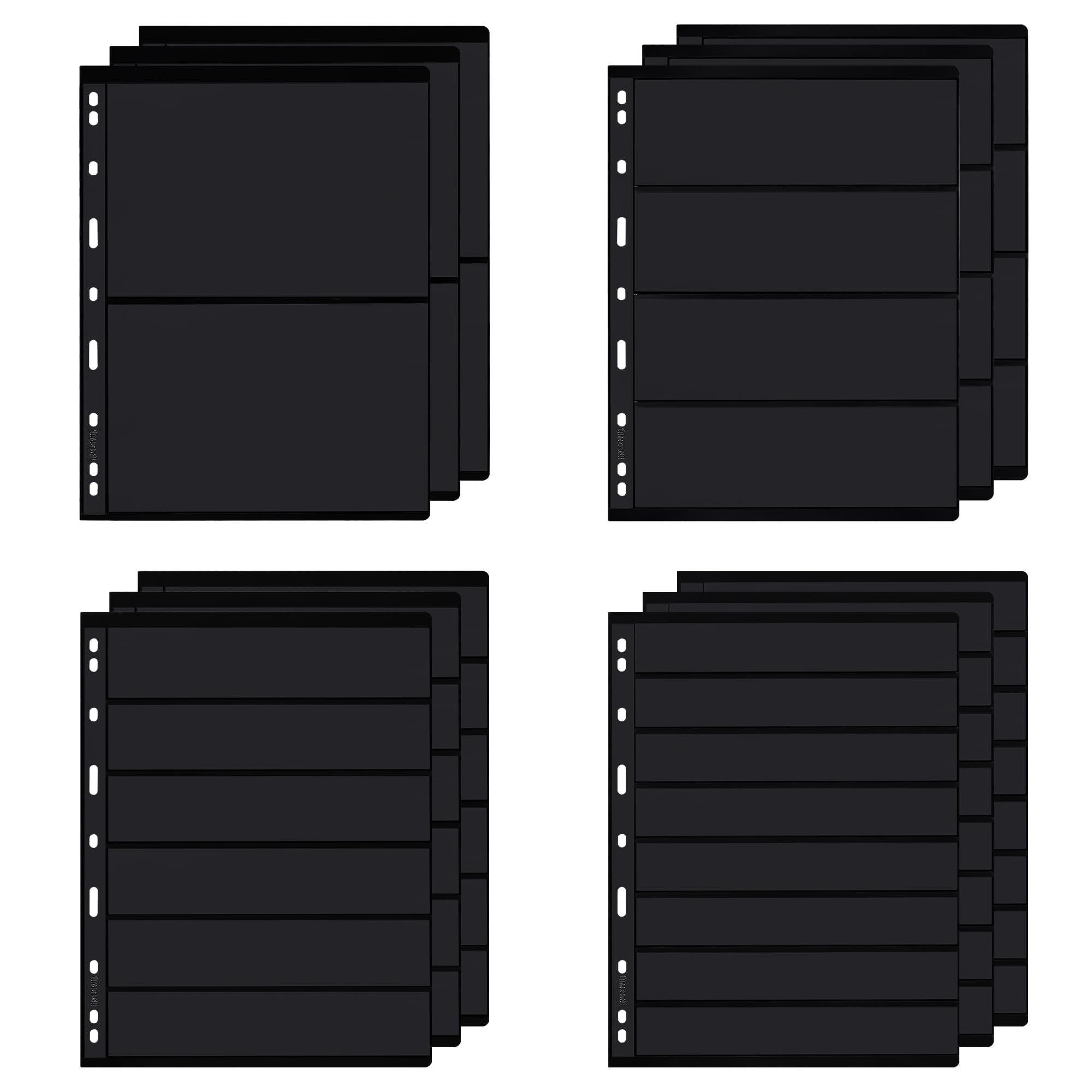 Uncle Paul 12 Sheets(24 Pages) Postage Stamp Sleeves - 12 Sheets/24 Pages Stamp Collecting Inserts Double-Sided 2/4/6/8 Rows For Stamp Collection Binder Is01mx212