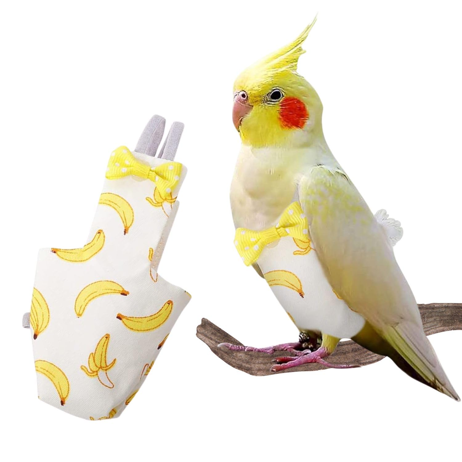 VAYINATO® 1 Pcs Reusable Birds Diaper for Parrot, Budgies, Sun Conures, Lories & Small Birds | Soft Breathable Fabric, Secure Fit for Flight & Ground Use | Easy-Clean Bird Hygiene (Banana)-image-24