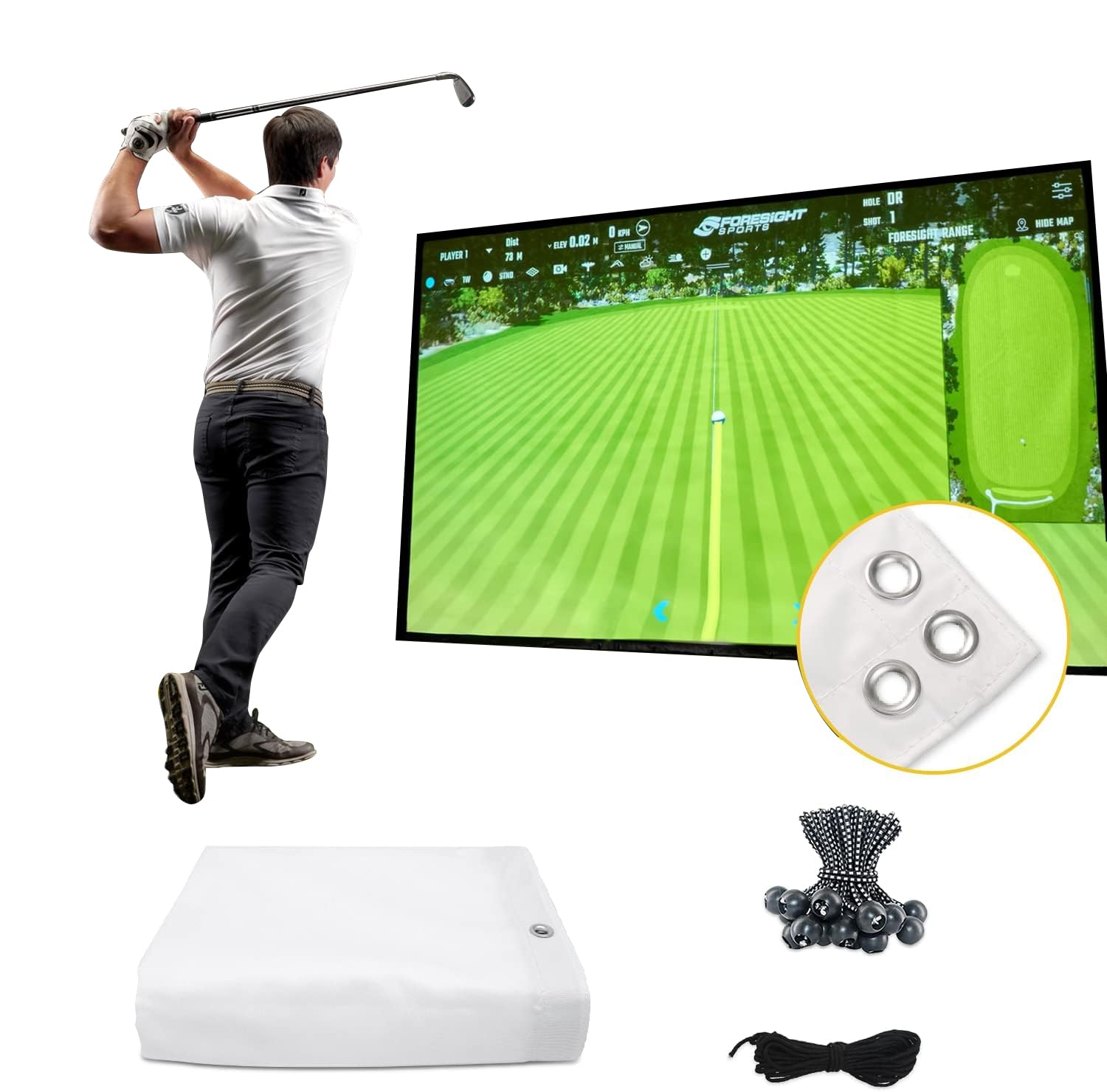 amazgolf Golf Simulator Impact Screen（5ft-13ft/21-157 inches） for Golf Training, Indoor Golf Simulators for Home, Ultra Clear Washable Golf Impact Screen for Indoor Golf Practice