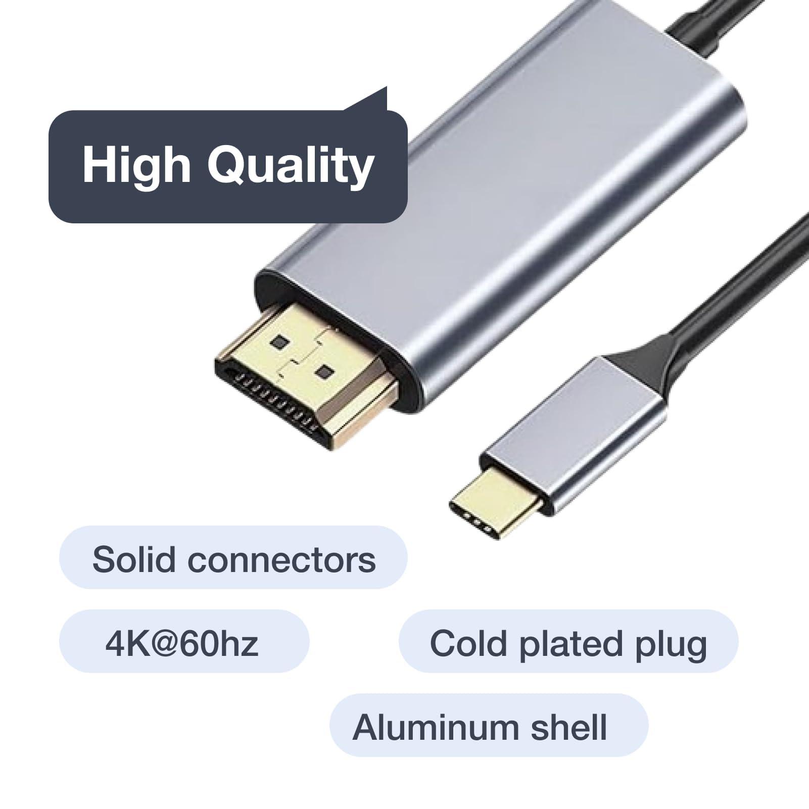 Kabel USB-C na HDMI 4K, adapter Thunderbolt 3/4 typu C, kompatybilny ze smartfonem