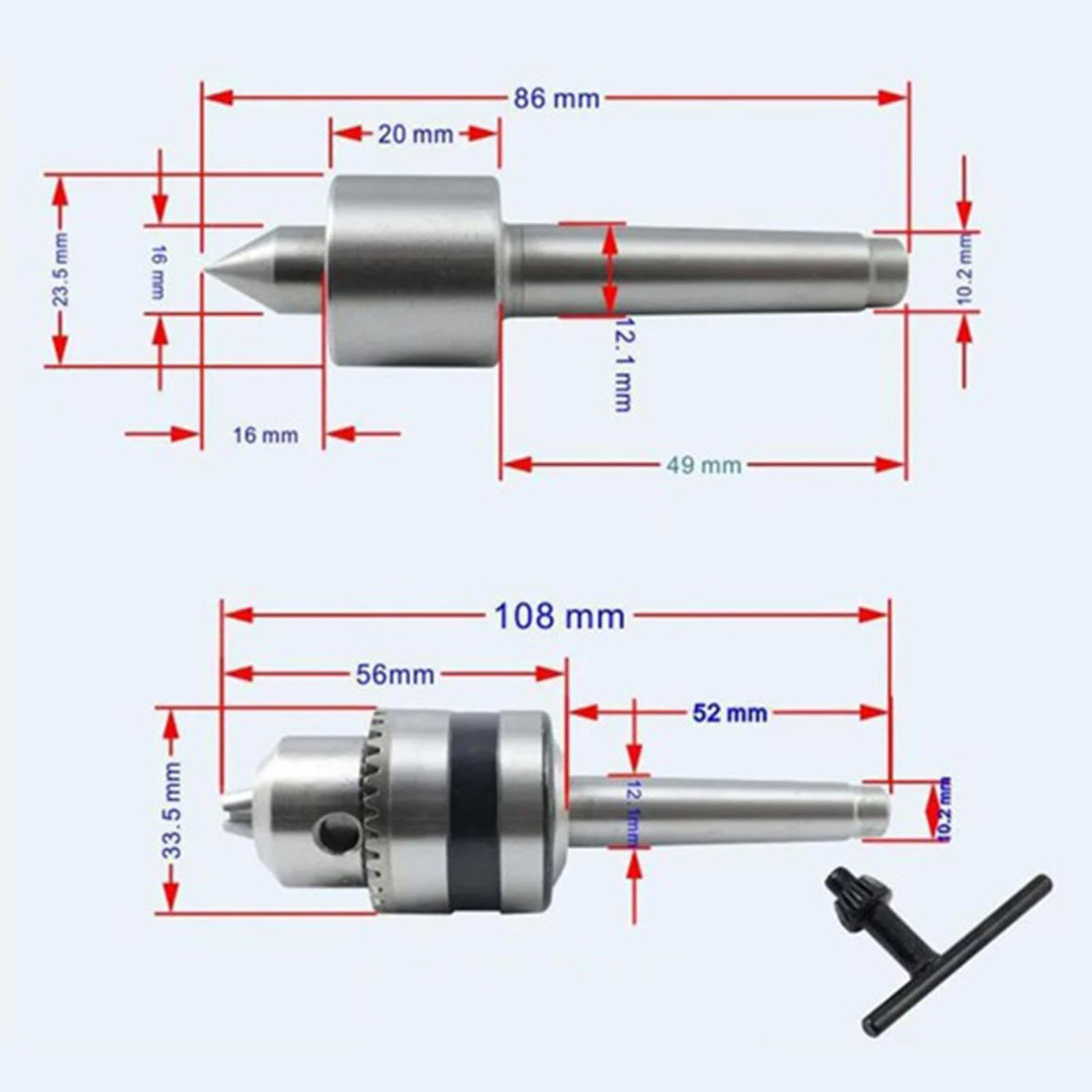 Drill Tailstock B12 Beadmaschine Revolving Centre Mini Drehbank Zubehör Aluminiumlegierung für Heimwerkstatt