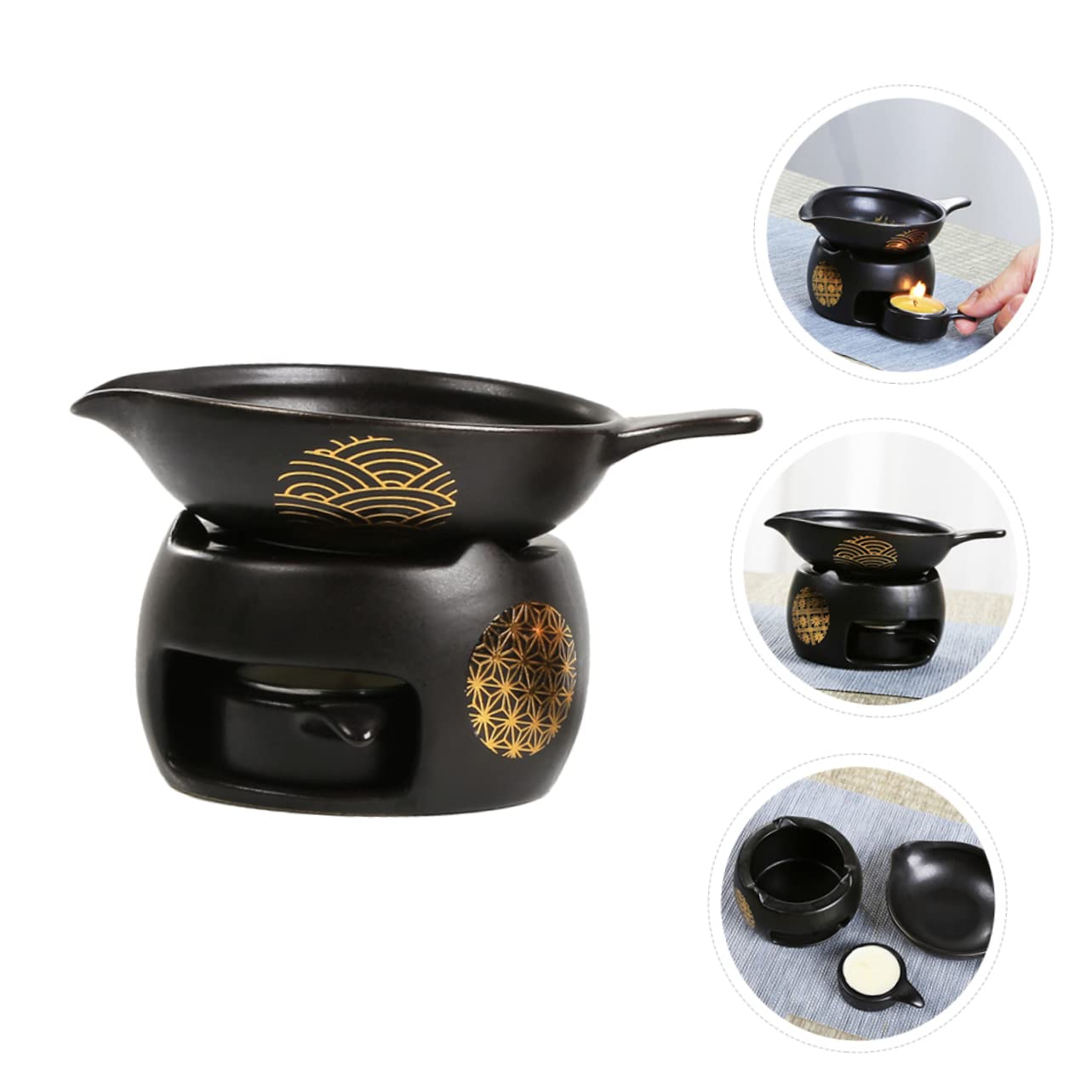 Horno de Té Mini de Cerámica Negro, 1 Juego, para Casa | Dispositivo para Despertar el Té, Decoración de Escritorio, Accesorio de Té
