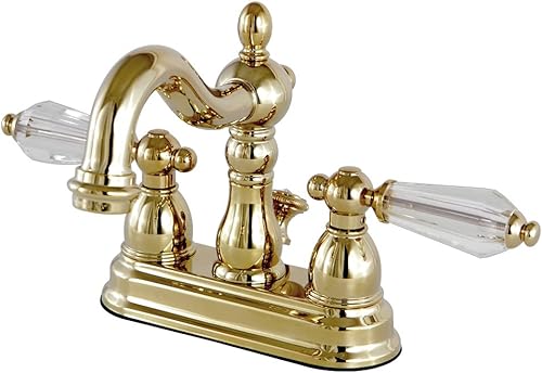 Kingston Brass KS1602WLL Wilshire Grifo de baño central de 4 pulgadas, 4-34 pulgadas en alcance de boquilla, latón pulido