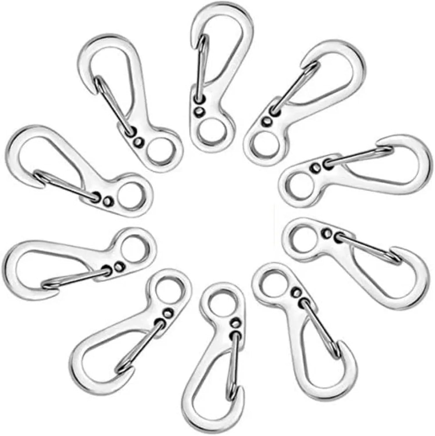 Snap Clips Snap Hooks 10Pc Mini Alloy Clip Tiny Spring Hook for Camping Paracord Backpack Bottle Using Keychain Accessorie(10pcs Big Silver)