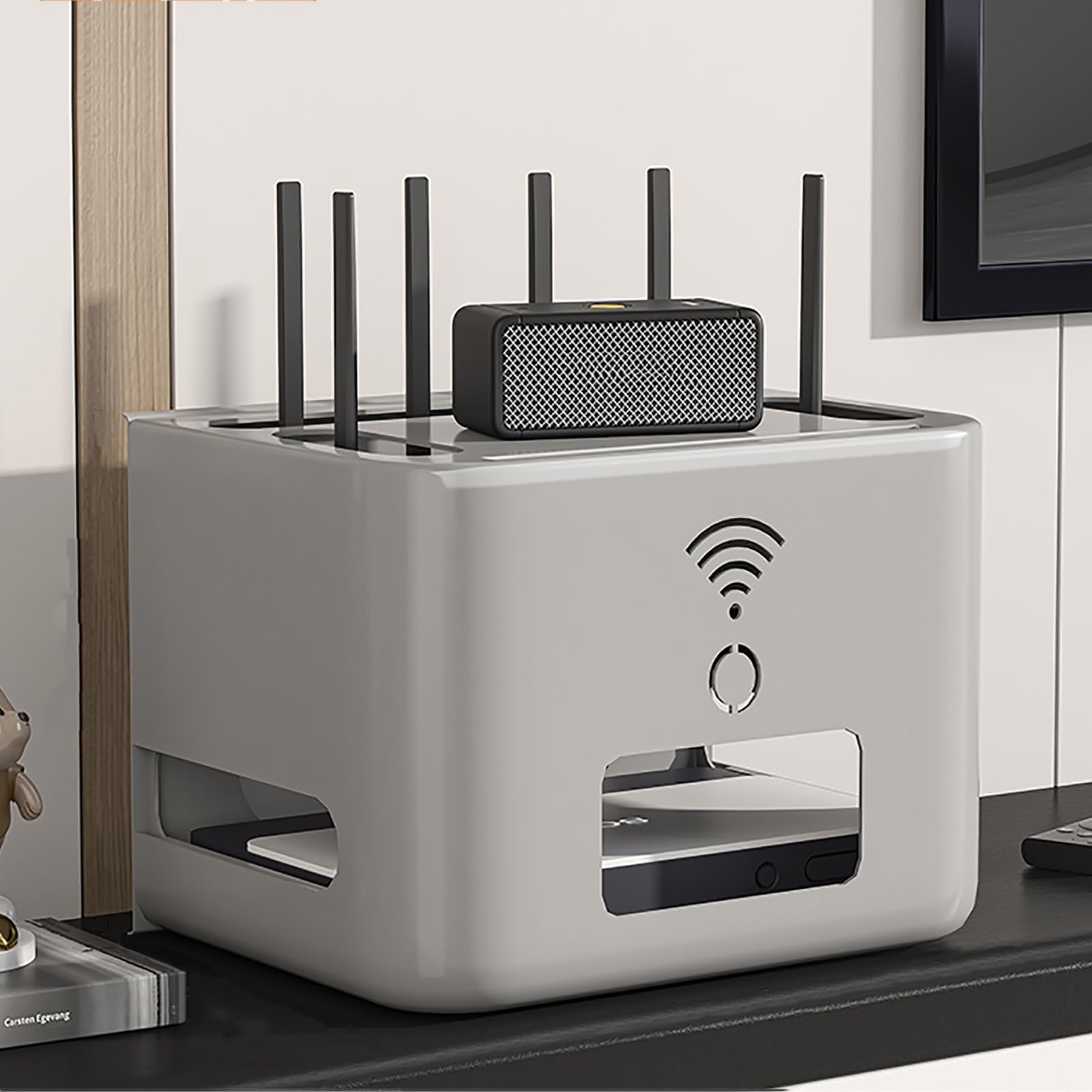 Amazon | WiFiルーター収納ボックス、ワイヤレスルーター棚、ルーター