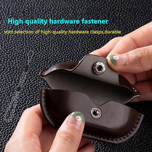 Image of Compatible with Sony WF-1000XM5 Case Cover with Keychain Hook Lanyard,Vintage Leather Case Designed for Sony Earbuds WF1000XM5 Case Cover (2023) for Women Men (Black)