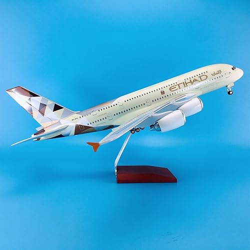 Miniatura 4 de MUZIZY Copia Avión Modelo 1160 18.1 in con Ruedas Avión ABS Metal Aviones Aiirbus A380 para Etihad Producto Terminado Colección Modelo Plano