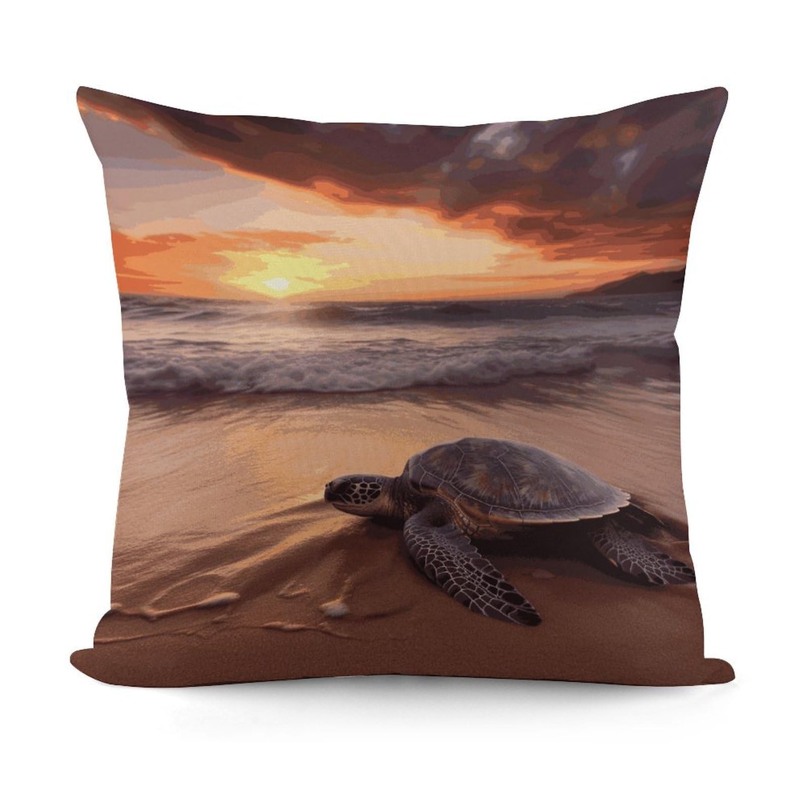 Adfgyerh Style Sea Turtle Sunset Decorative Pillow Covers, Throw Pillow Covers Soft For All Seasons, Pillowcases For Couch Living Room Sofa Bedroom 18X18 Inch