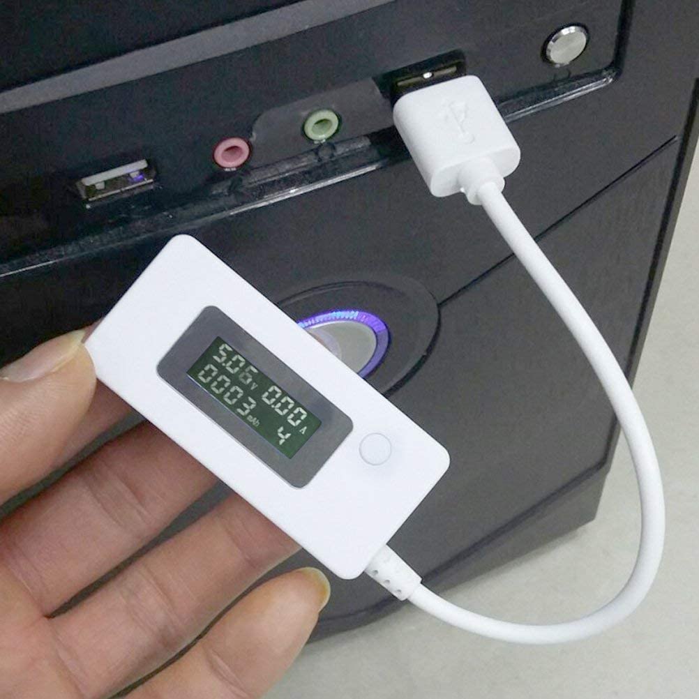 ARCELI Retroilluminazione LCD a coda bianca Display digitale LCD Misuratore di voltaggio di carica amperometro con amperometro USB
