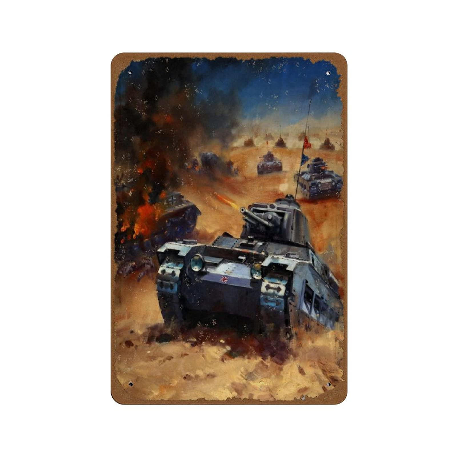 Tank Battle Vintage Classic British WW2 Propaganda Poster Novelty 8x12 Tin Sign Metal Poster Wall Funny Man Cave Cool Wall Door Plaque New Warning Sign Metal Tin Sign Vintage Style Wall Decor