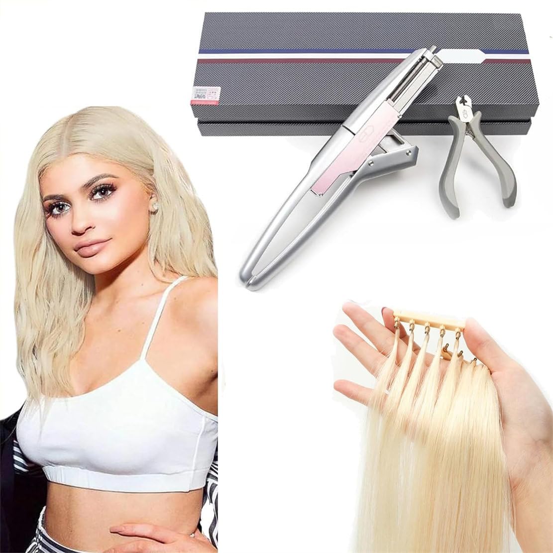 Kit Macchina per Extension Capelli 6D, Strumento per Extension Capelli Senza Traccia A 5 Pin, Pistola per Extension Capelli Attrezzatura Professionale per Capelli Umani da Salone