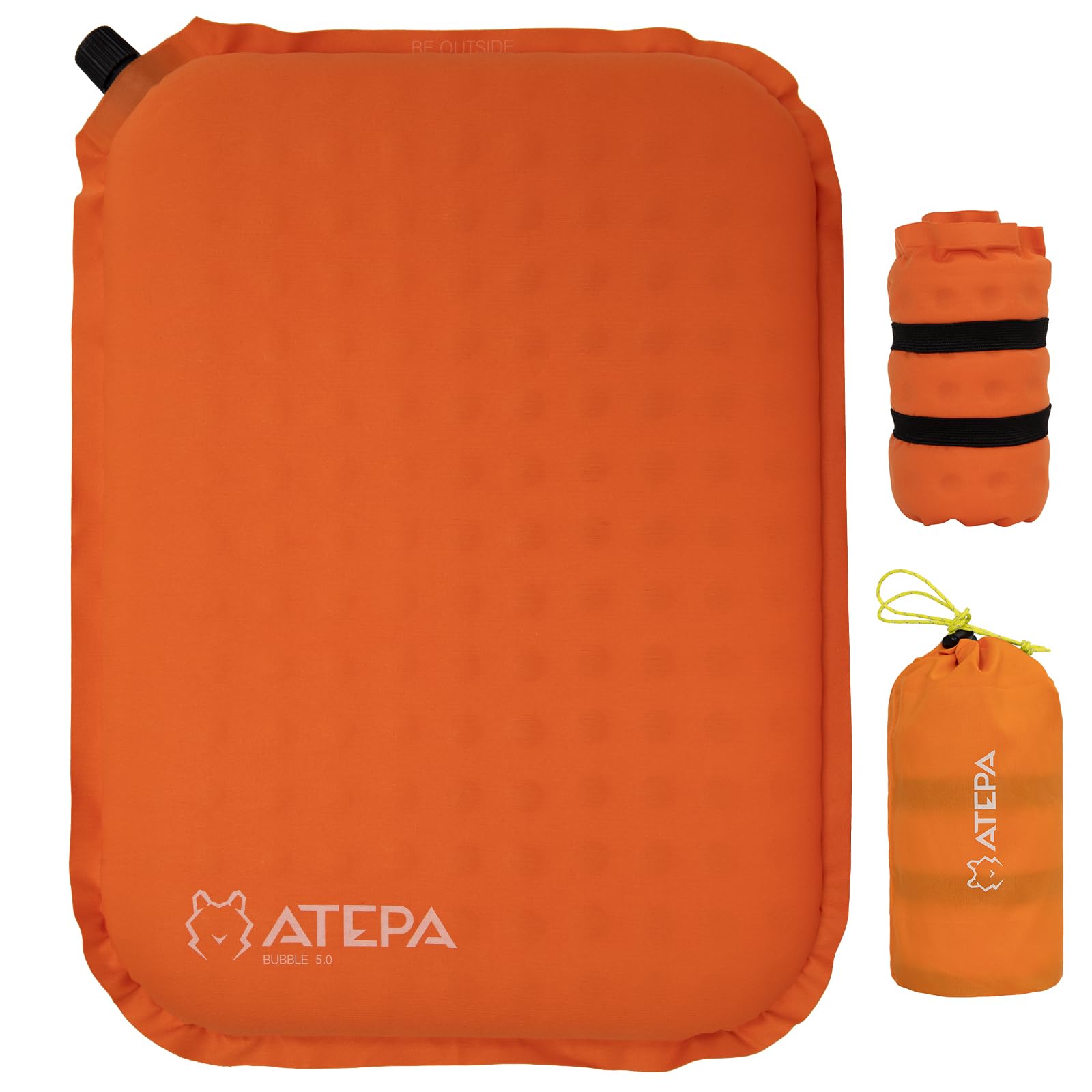ATEPA Inflatable Stadium Seat Cushion, Self-Inflating Memory Foam Stadium Seats Camping Accessories Chair Pad for Outdoor Airplane Travel Bleacher Patio Backpacking