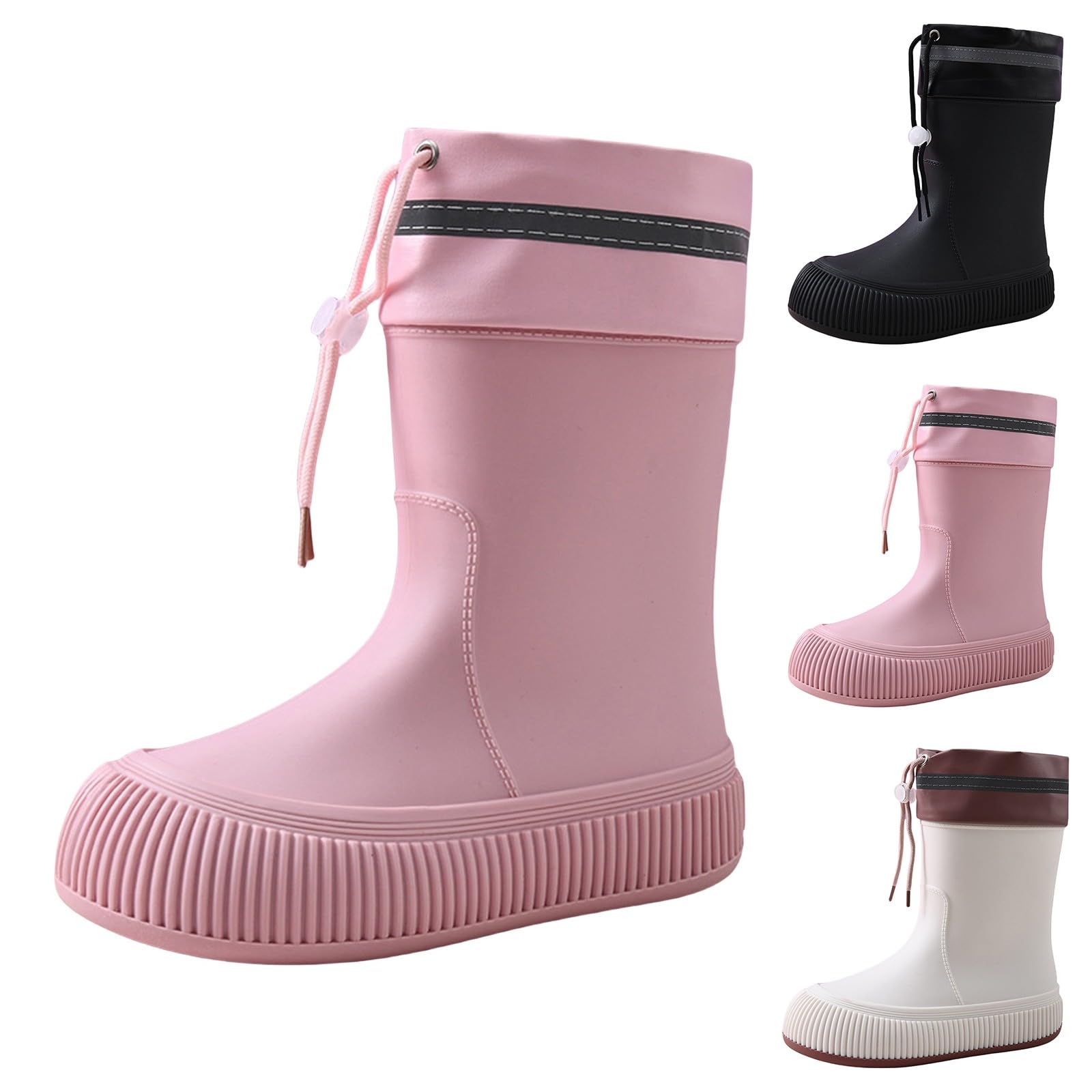 Generisch Stivali da pioggia da donna in gomma semi-alti, leggeri, impermeabili, alla moda, con suola antiscivolo, scarpe in gomma, eleganti scarpe da giardino, comode