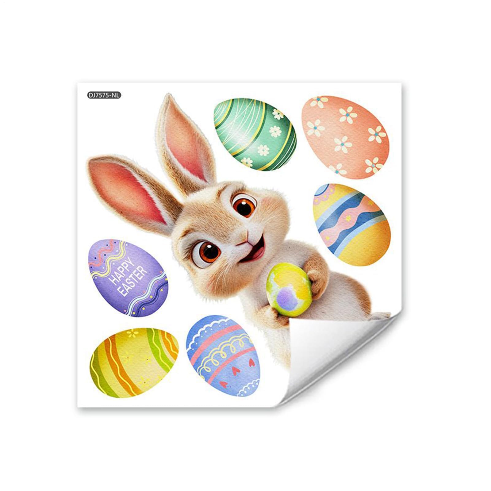 Muiltvoe Cling for Glass Window, Long-Lasting Festive Decoration, Easter Bunny Egg Decal Organizer, Bedroom Kitchen School Supply, Kindergarten Bathroom Party Aid, Celebration Event Accessory