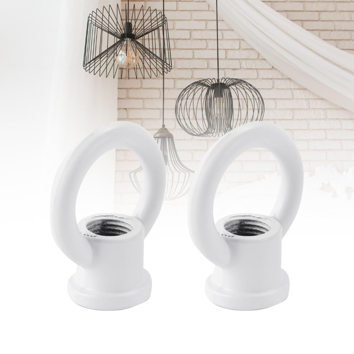 2 pezzi di dadi ad occhiello, gancio portante per lampada a sospensione da bancone da bar, filettatura M10 da 29 x 35 mm, anello femmina per lampada a sospensione e lampadario (bianco)