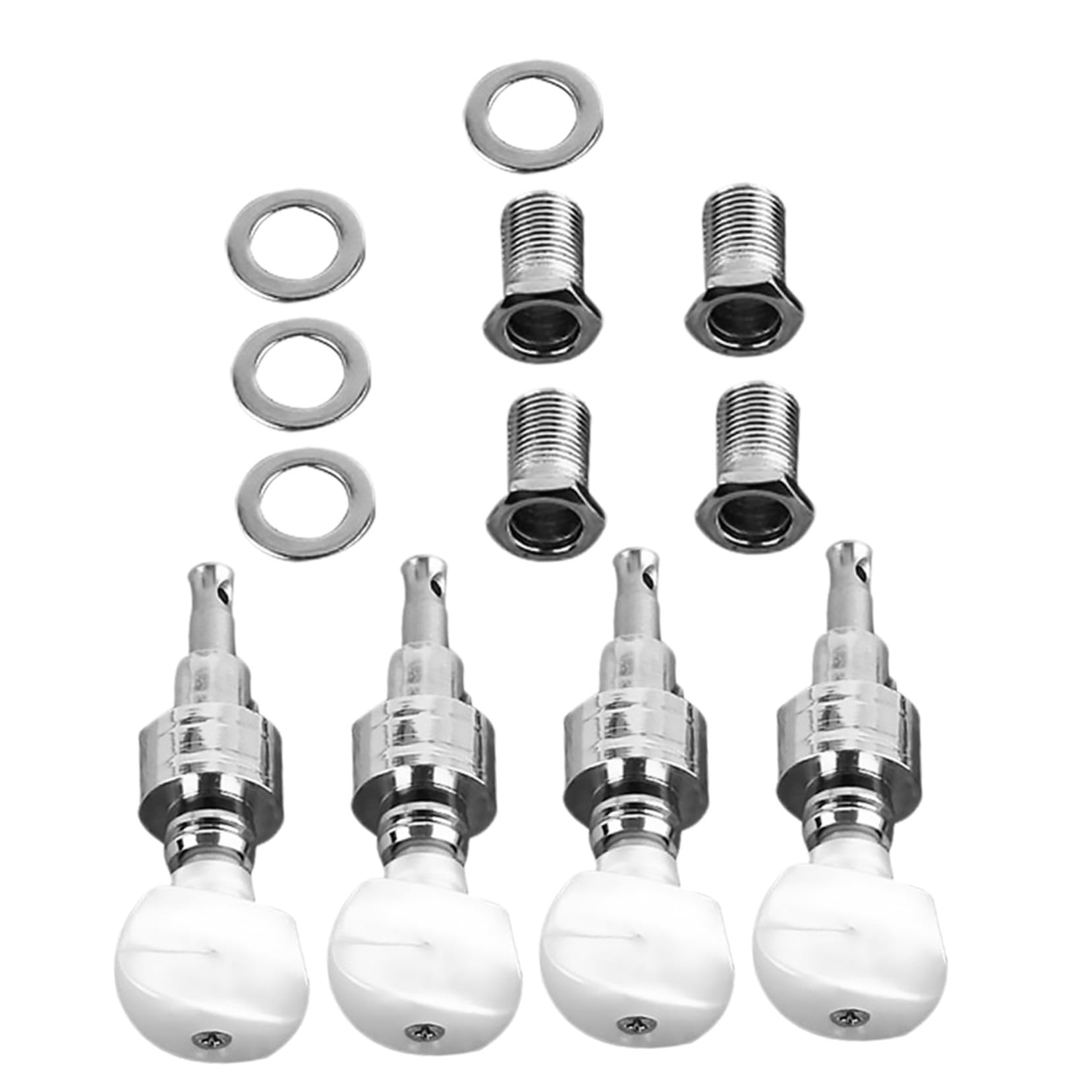 Banjo Maschinenkopf Professionelles Design 4 Stück aus Metall und Hohe Zuverlässigkeit mit 4 Buchsen und 4 Ferrulen für Banjo Stimmung