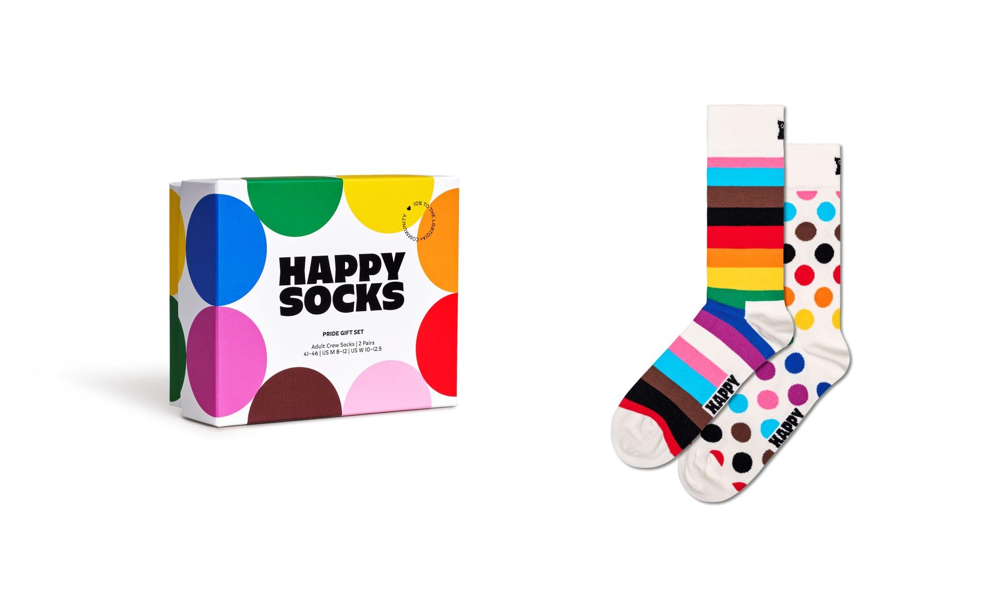 Happy Socks 2-Pack Pride Gift Set - White (UK, Alpha, M, L, Regular, Regular, White)