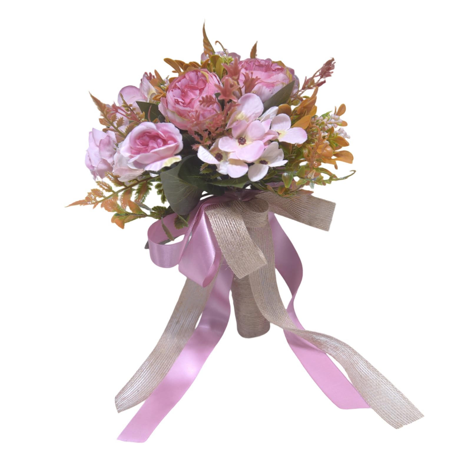 Msioytog Realistic Silk Flower Bridal Bouquet for Outdoor Wedding Floral Arrangement Bride Tossing Flower with Natural Lookings Wedding Silk