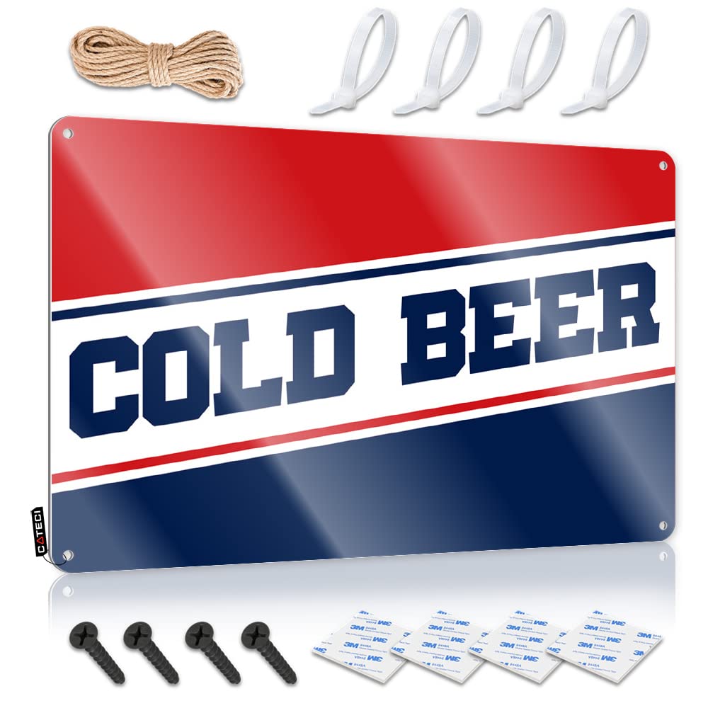 Retro Kitchen Decor Waterproof Cool Wall Art - Cold Beer Adorable Metal Wall Art Ready To Hang For Outhouse(30X40CM)