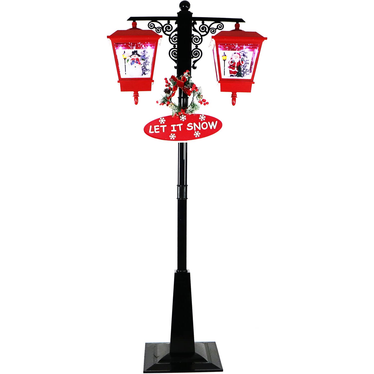 Photo 1 of ***USED - POSSIBLY MISSING PARTS - UNABLE TO TEST***
Fraser Hill Farm Let It Snow Series 71-in. Double Lantern Street Lamp with 1 Santa, 1 Snowman, 1 Sign