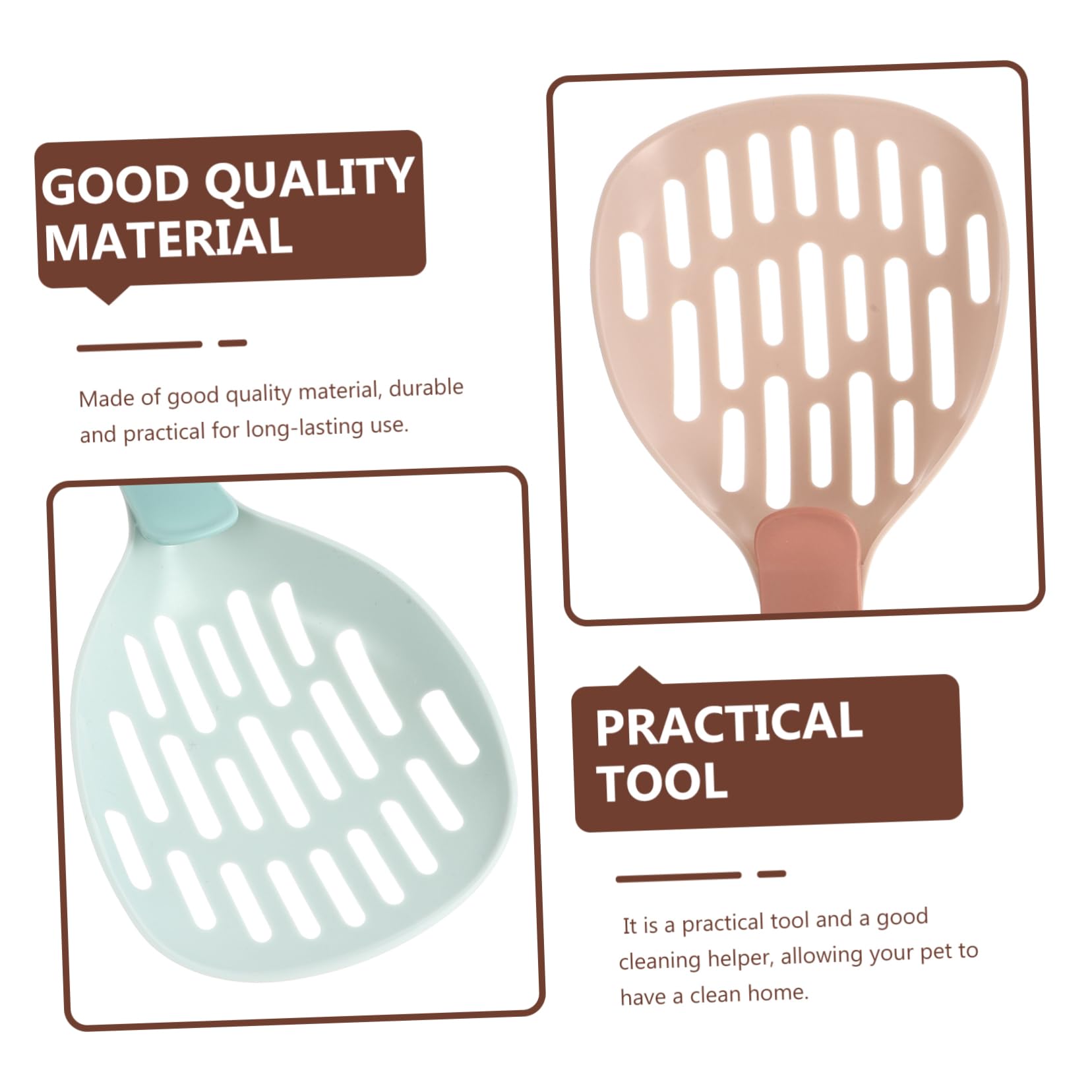 Sosoport 2Pcs Cat Litter Scoop Durable Plastic Cleaning Shovels for Litter Box Sifting Ergonomic Handle Design for Comfortable Use No Smell for Keeping Litter Fresh
