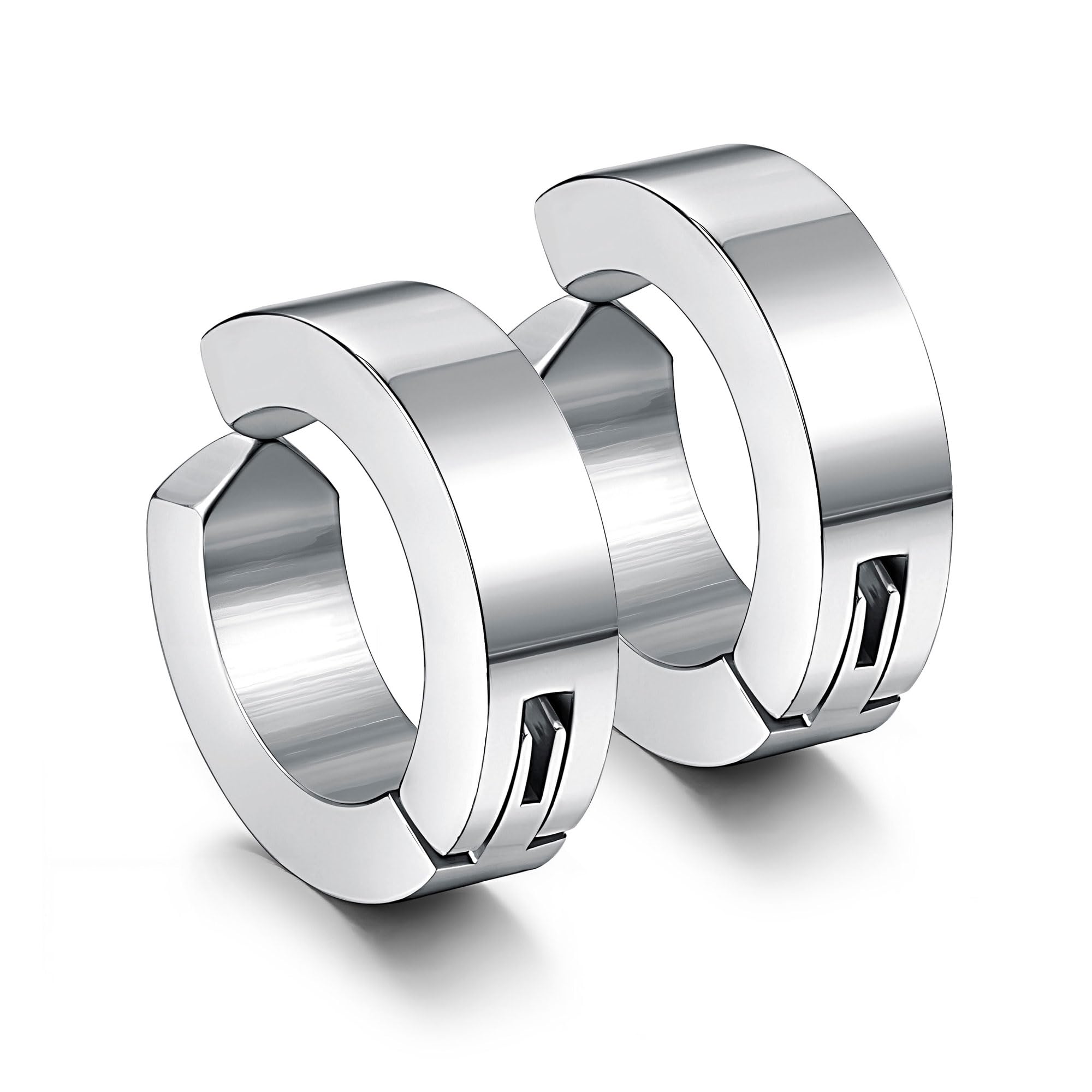 Stainless Steel Mens Womens Clip On Earrings Hoop Huggie Non-Piercing Hypoallergenic