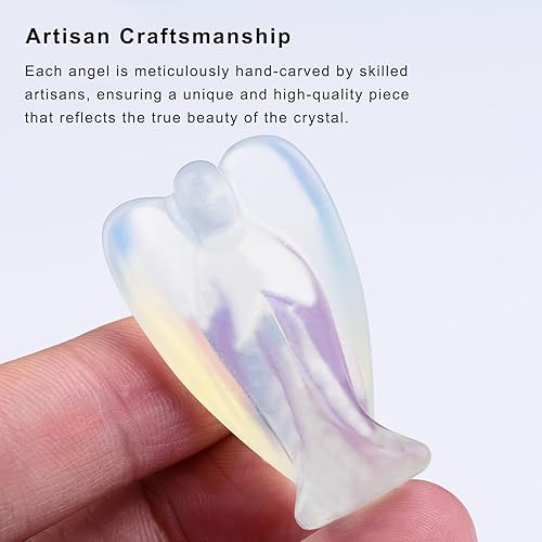 Miniatura 3 de Estatua de cristal de ángel opalita tallada a mano, figuras de ángel pulido de cristal curativo, blanco, lindo ángel de la guarda, decoración de