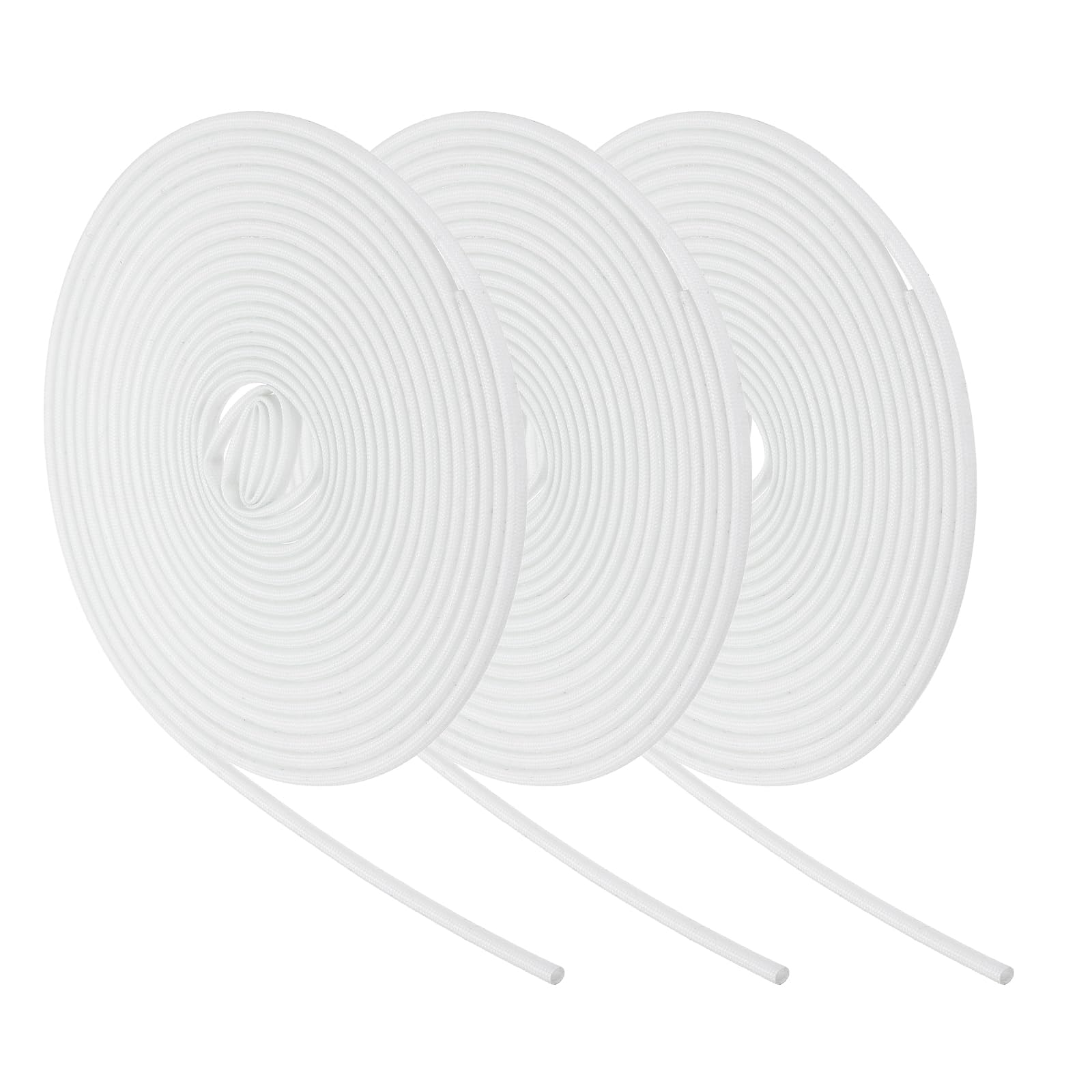 sourcing map 3Pcs Wire Insulation Braid Fire Sleeve,16.4Ft-3mm ID White, High Temp Silicone Coated Fiberglass Sleeving for Automotive Hose Lines Electrical Wiring