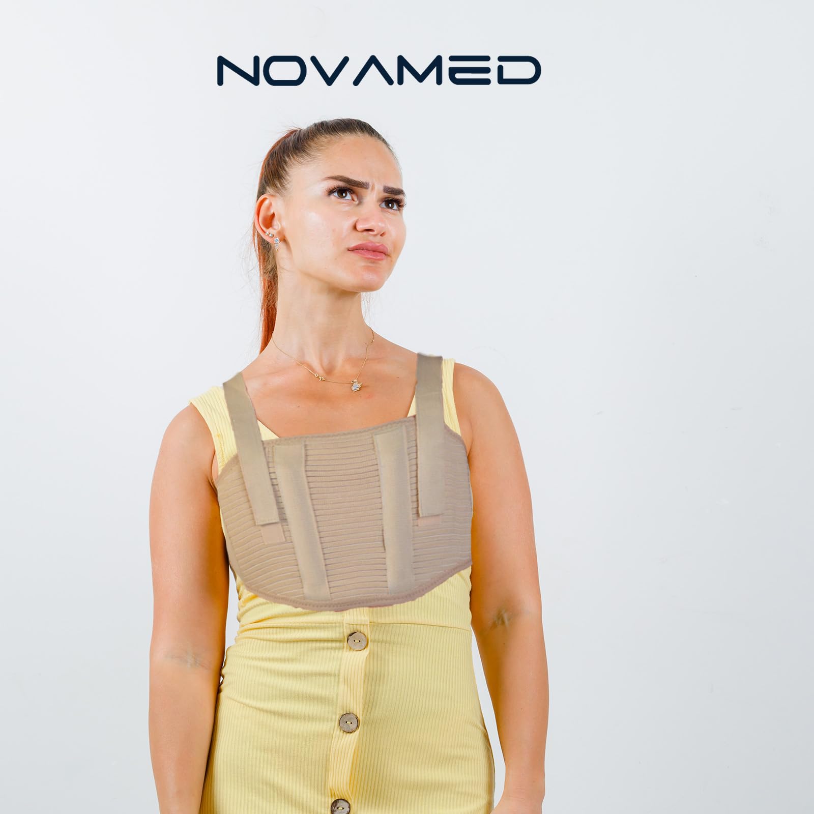 NOVAMED Brustkorsett mit Hosenträgern – ideal für die postoperative Regeneration, gebrochene Rippen und Brustbein
