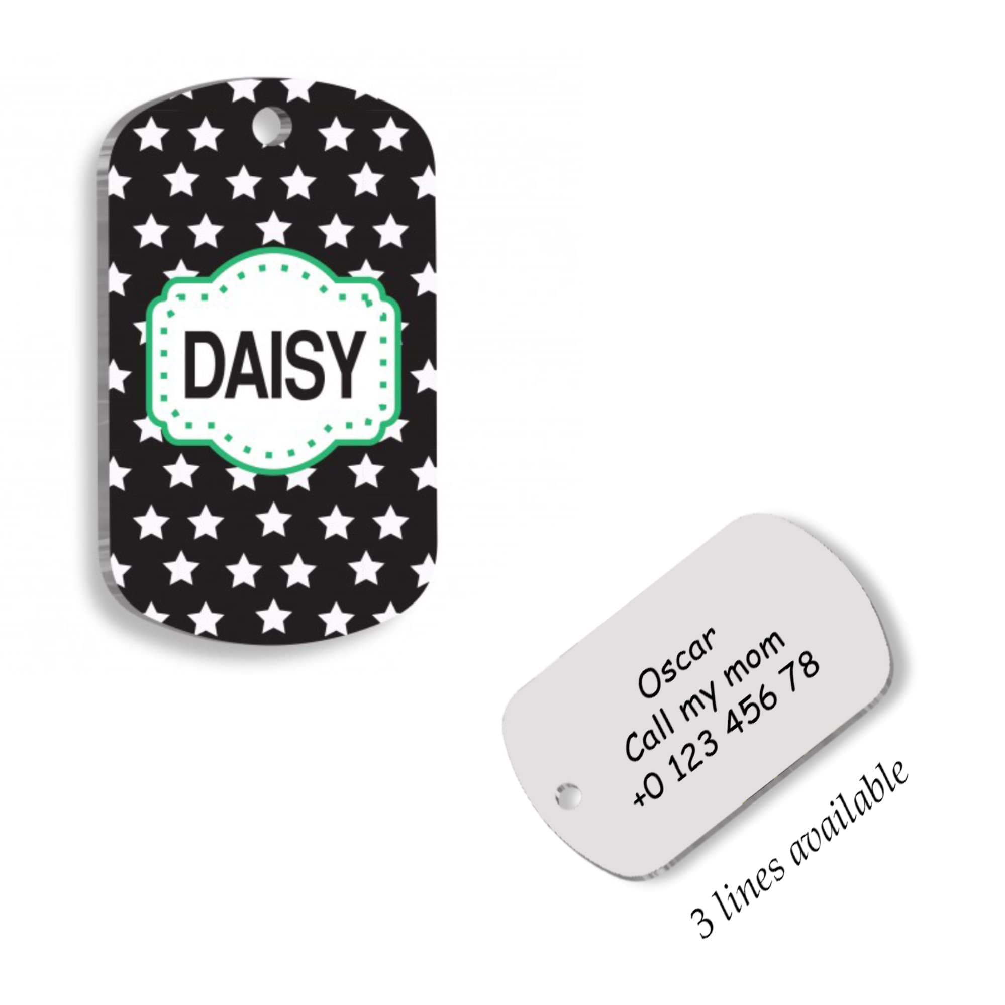 Black Star Personalized Dog Tag - Custom Name Tag - ID Tag for Dog & Cat - Customized Pet Tags - Dog Name Tag - Cat Name Tag - Engraved Dog Tag