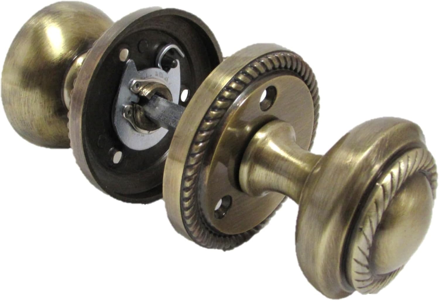 Epsom Door Handle Yellow Antique Round Door Knob Set Including Tubular Latch - Georgian Style Sprung Internal External Door Knobs For Mortice Locks Tubular Latches. Sets (4 Pair Of Georgian Mortice Knobs)