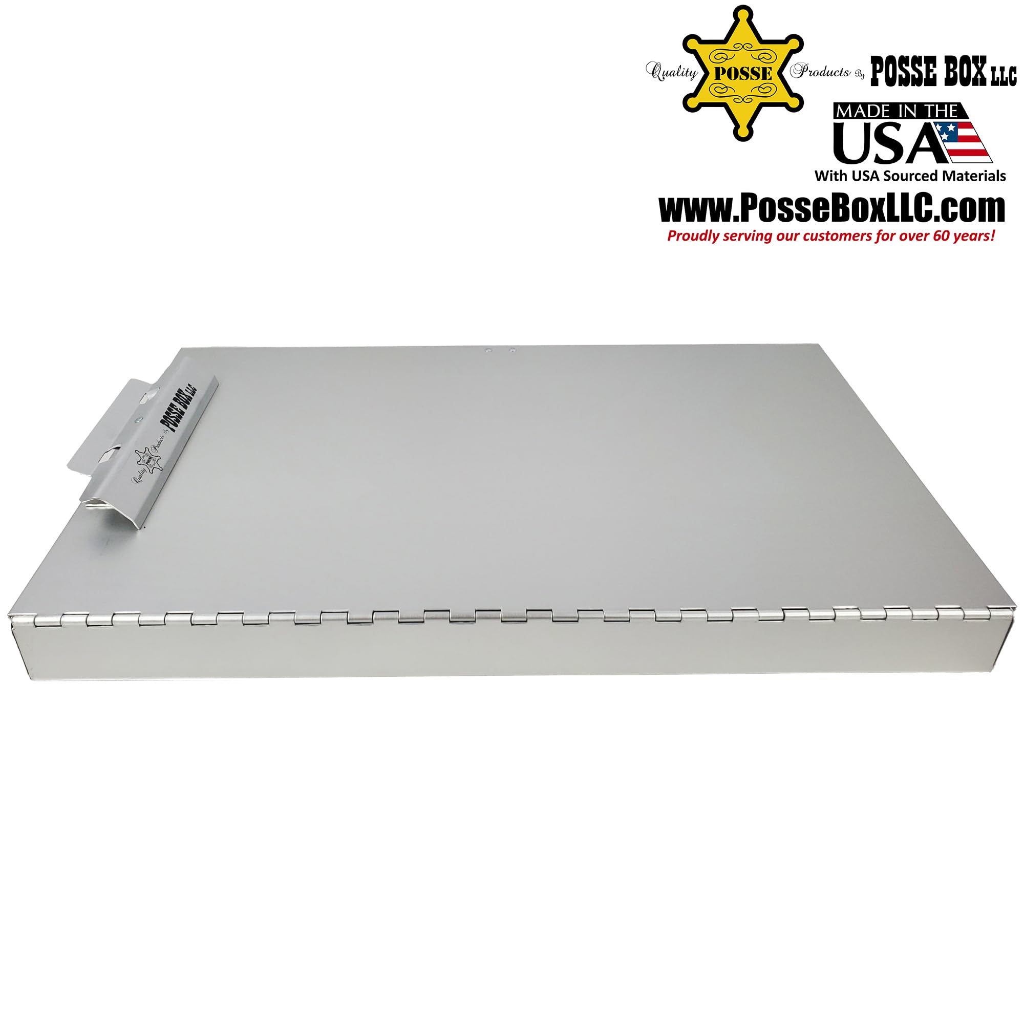Posse Box - Seitenöffnendes Klemmbrett mit einem Fach PBxL-85-S · eloxiertes Aluminium in Silber · 45,7 x 27,9 x 3,8 cm · Aufbewahrungs-Organizer