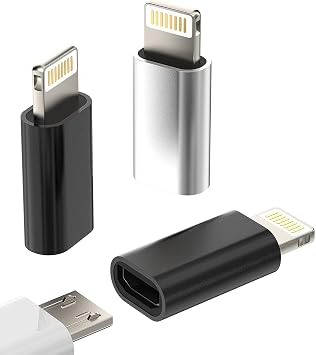 3Pack,Compatible for Lightning to Male Micro USB Female Adapter Compatible with Iphone 12 11 pro max mini xs xr x se 7 8 6s 6 5s plus for Ipad air Charging Cable Connector power Charger Converter Port