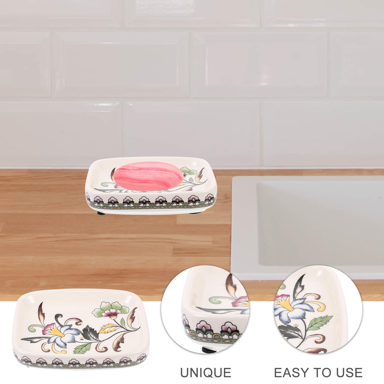 Jabonera de Cerámica Estilo Corte, Escurridor Decorativo para Baño