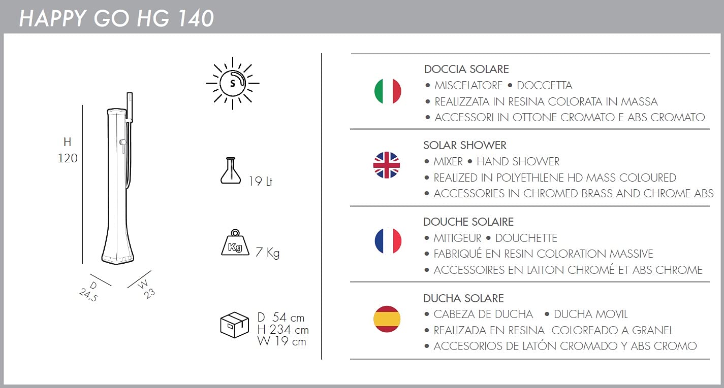 Doccia Solare HG140 7016 Happy Go Colore Antracite Arkema Design