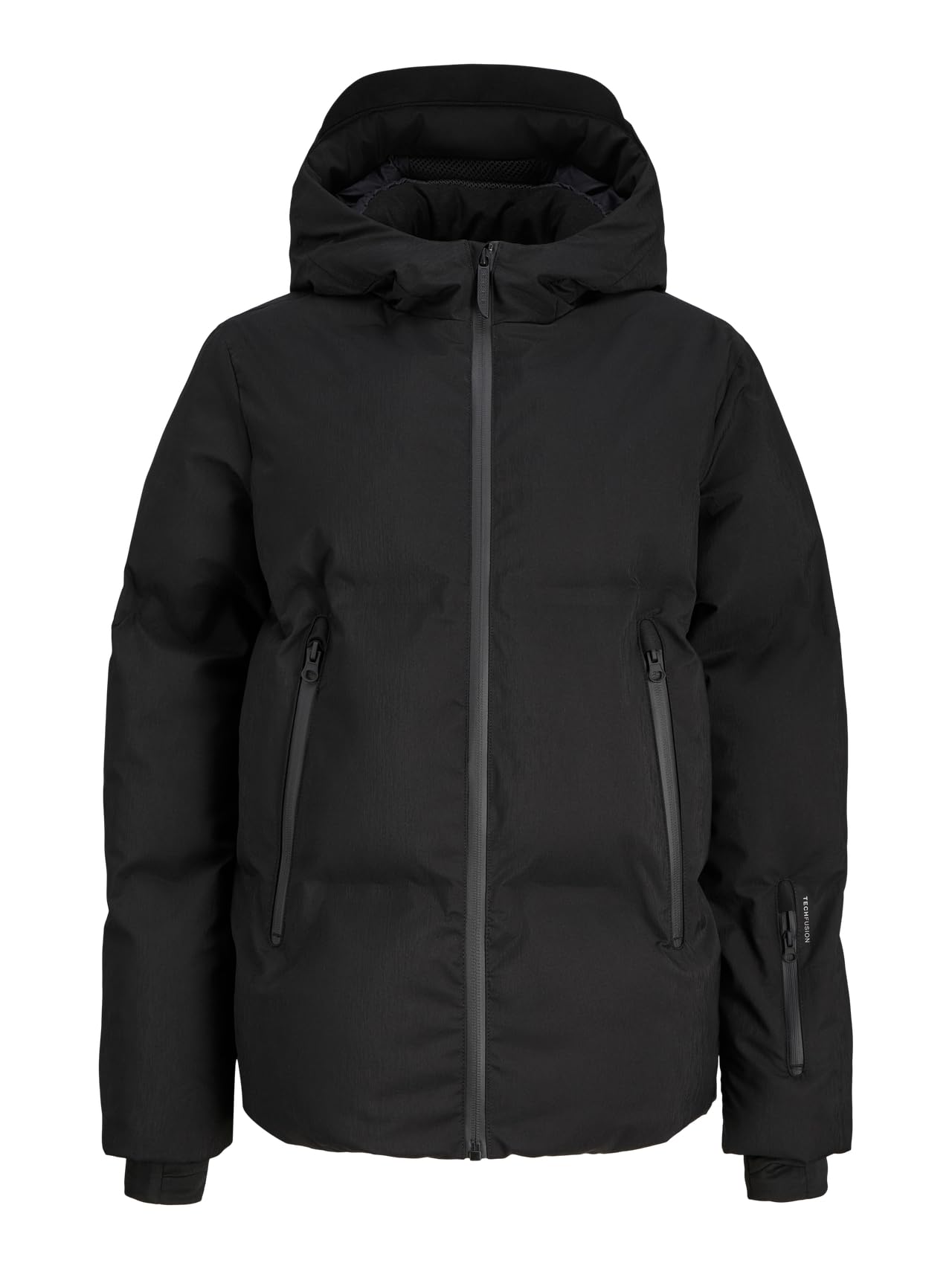 Jack & Jones Men's Black Junior Jcofusion Technical Puffer Jacket Jnr, Numeric_140, Numeric_140