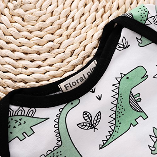 COLOOM Infant Baby Cartoon Dinosaur Pajamas Newborn Sleeper Gown Swaddle Hats 2Pcs Outfits, Green, one size (0-3M)4