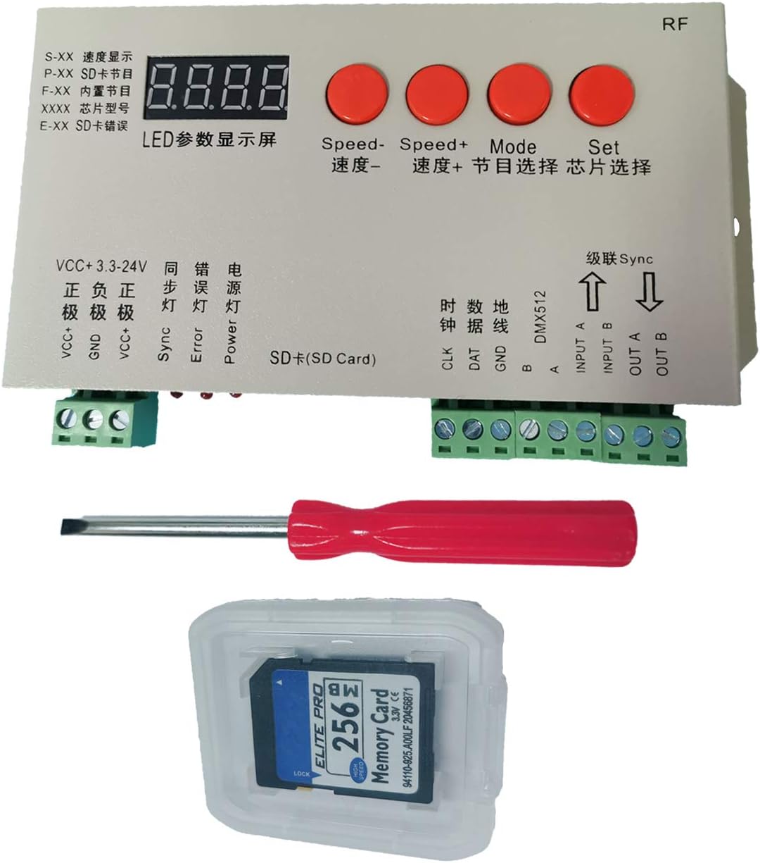 CLAUTOP K-1000S WS2812B APA102C SK6812 WS2811 WS2801 UCS1903 RGB Led Strip 2048 Pixels Controller DC5-24V Addressable Programmable Controller with SD Card