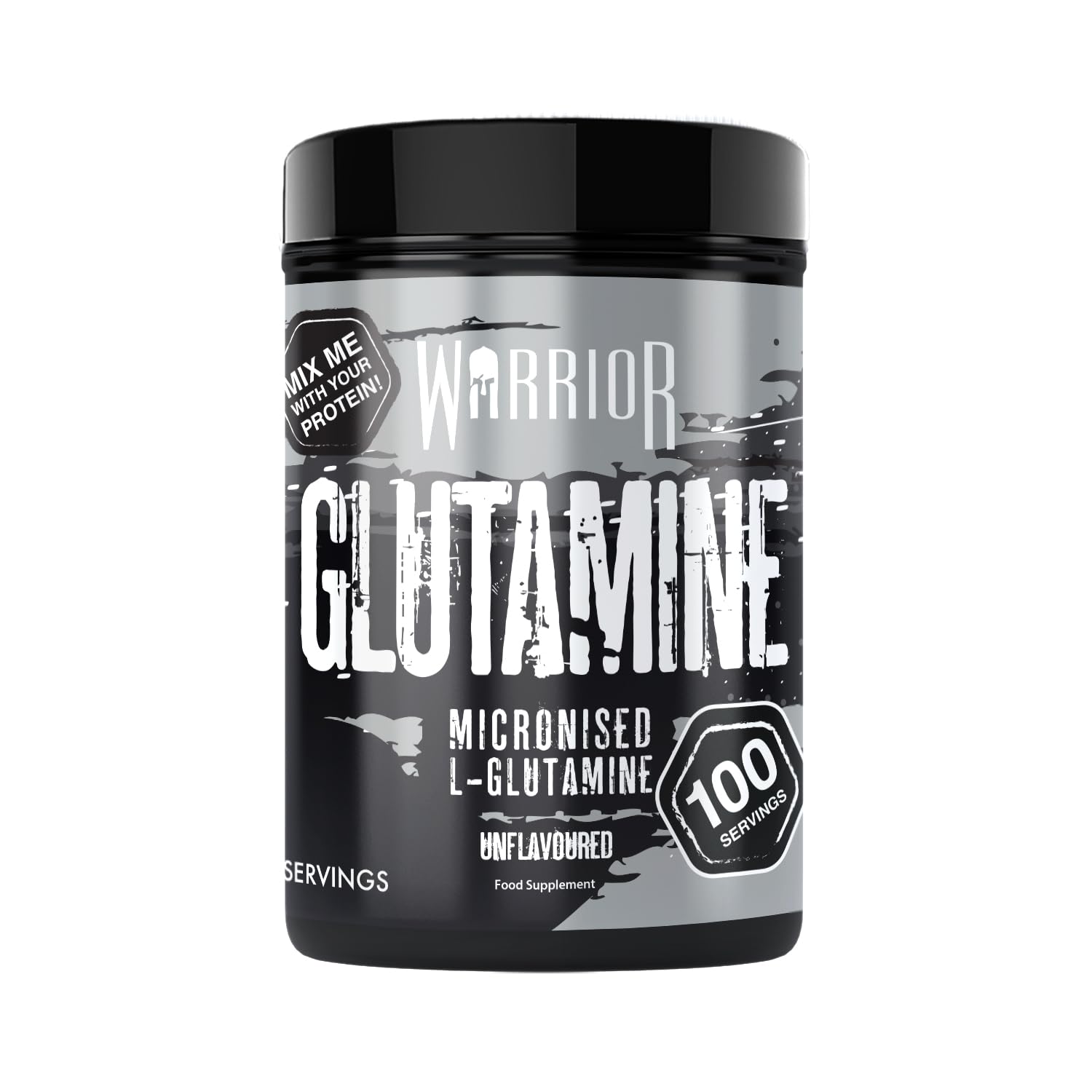 Warrior Glutamine 500g - Pure Micronised L-Glutamine Powder - Amino Acid - Muscle Growth & Recovery Supplement- Gut Health - Mix in Protein - Pre and Post Workout - 100 Servings (Unflavoured)