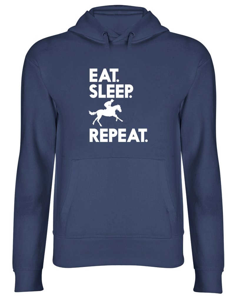 Shopagift Women's Navy Blue Eat Sleep Ride Repeat Hooded Top Unisex Hoodie