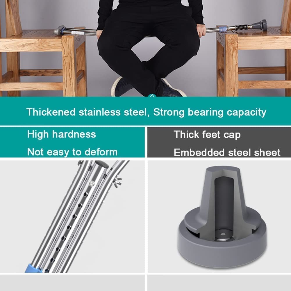 SAAKO Seguridad Muletas Muletas Bastones de Acero Inoxidable Capacidad de Peso Bastones para Caminar de 300 Libras Altura Ajustable Bastón médico para Caminar bajo el Brazo Cómodo