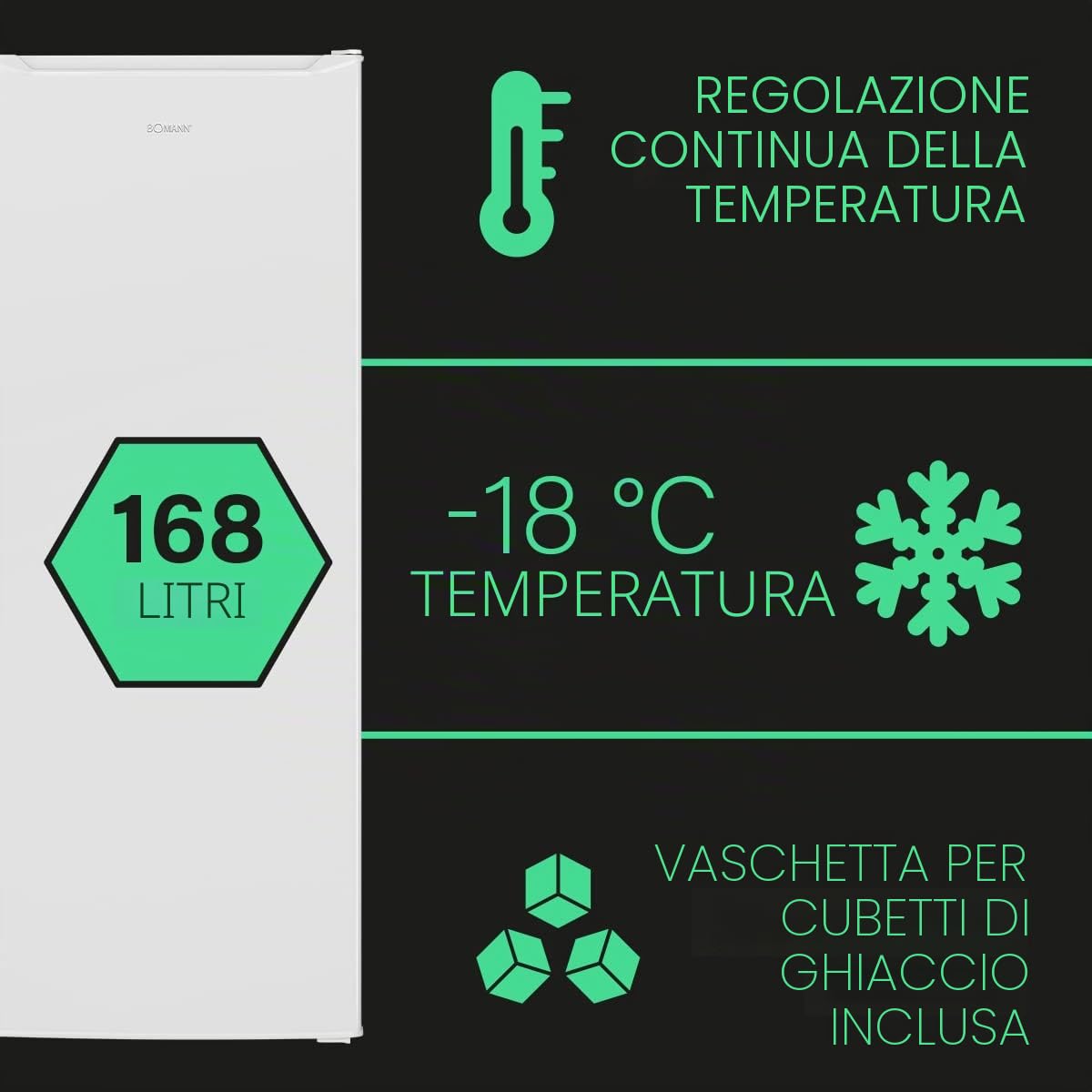 Congelatore Bomann® | Congelatore a pozzetto | Congelatore | Capacità 168 litri | Cerniera della porta reversibile | Scomparto congelatore a 4 stelle | GS 7340 Bianco