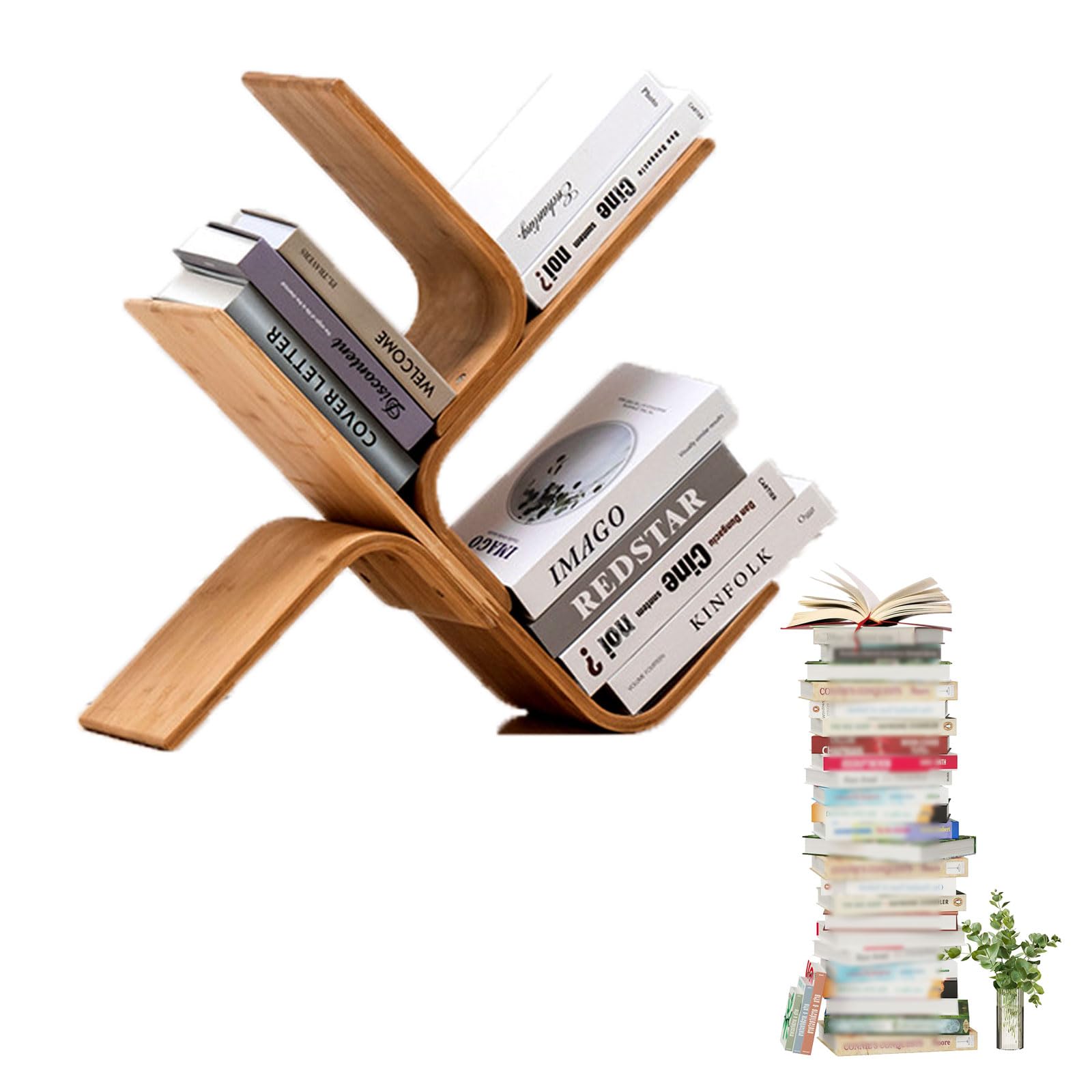 ZFPKXHVMG Open Storage Shelf, Bamboo Tree Corner Bookshelf Multicolor 3-8 layers For Bedroom Living Room Home Office(Original Color,3 layer)