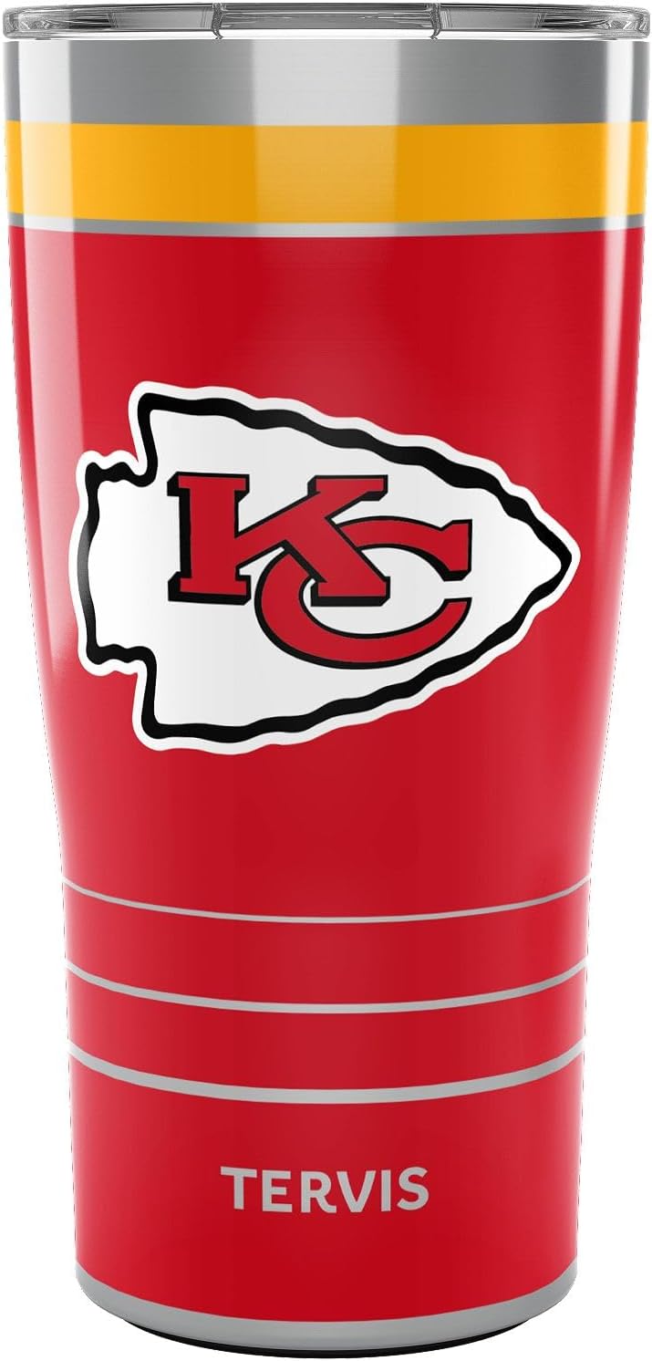 Tervis Traveler NFL Kansas City Chiefs - MVP Triple Insulated Tumbler Travel Cup Keeps Drinks Cold & Hot, 20oz, Stainless Steel