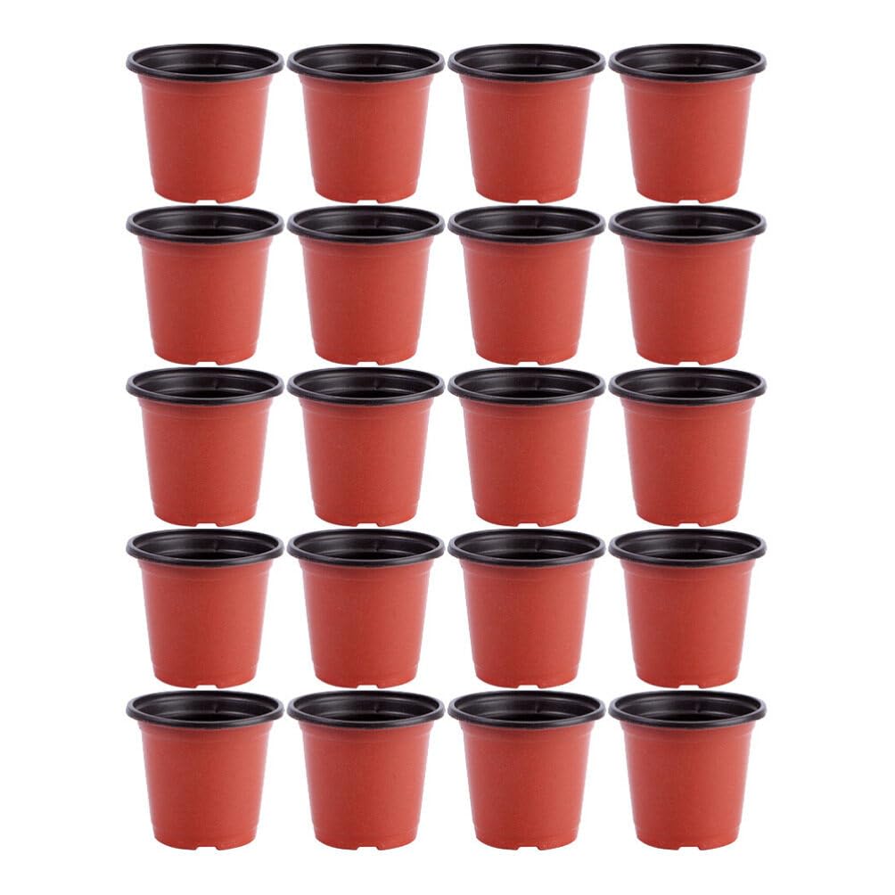 BESTonZON 20Pack Flower Pots with Drainage Holes, 1 Gallon Flexible Plant Nursery Pots, Thickened Soft Plastic Seedling Pots, Flower Plant Container for for All Garden Flowers Succulents, 13cm