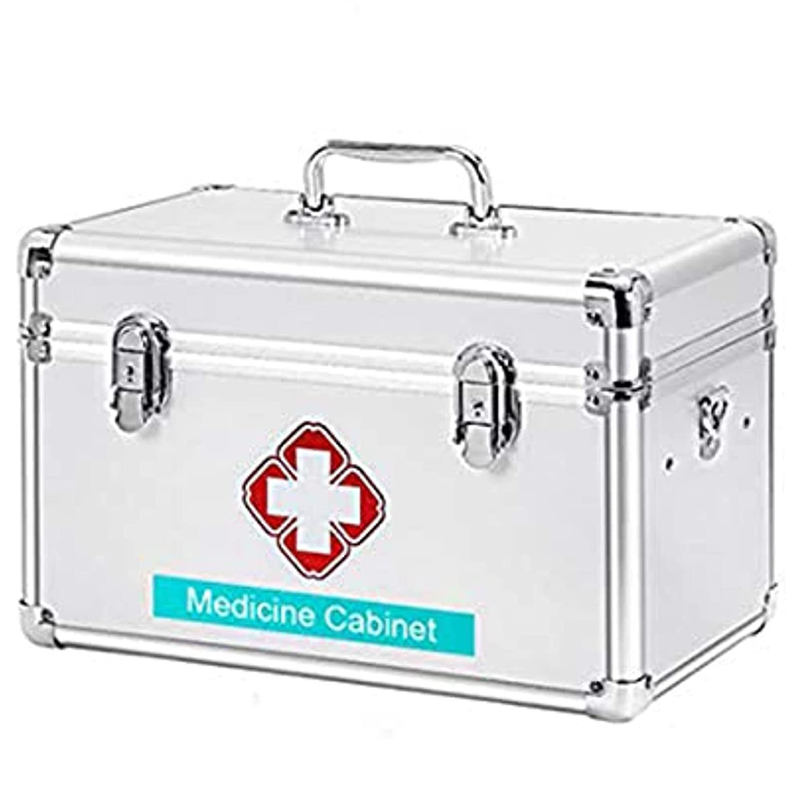 Caja De Botiquín De Primeros Auxilios con Botiquín con Cerradura, Botiquín De Primeros Auxilios De Aluminio De Múltiples Capas Portátiles, Caja De Medicina De Emergencia, para Oficina De Viajes