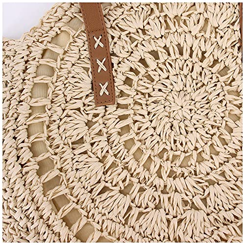 Image of Naimo Women Straw Beach Shoulder Bag Woven Tote Handbag Large Handmade Weaving Summer Casual Hobo Bag