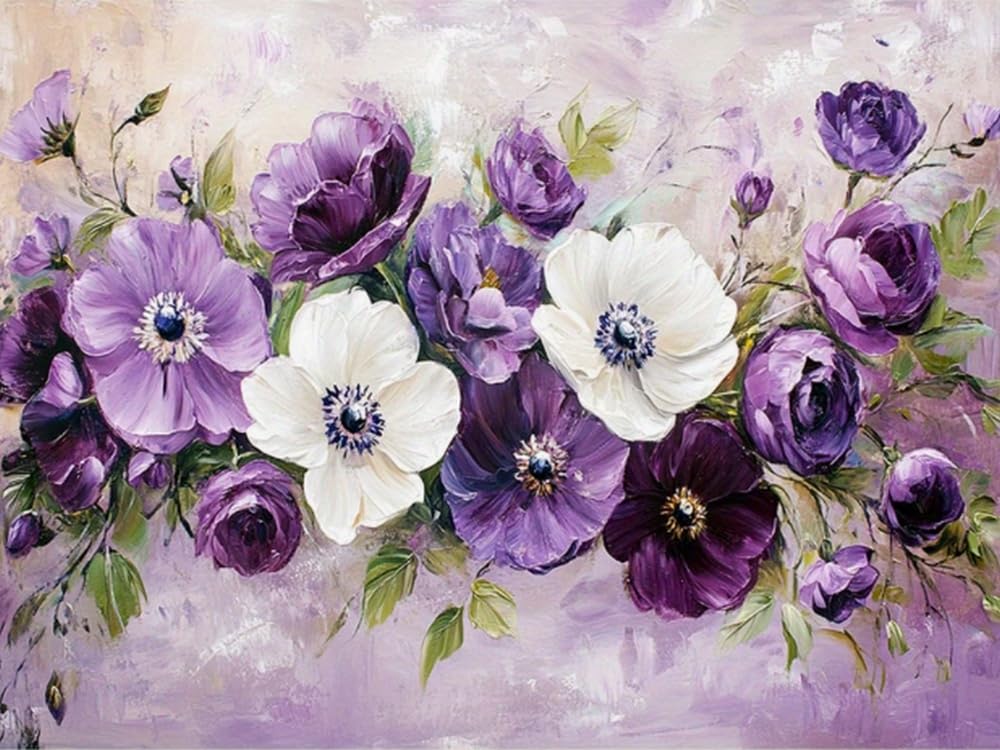 Brennora Embroidery Cross-Stitch Kits for Adults Beginners Pre Printed Cross Stitch Kit Flowers 11CT Needlework Arts and Crafts for Home Decor 16x20 inch