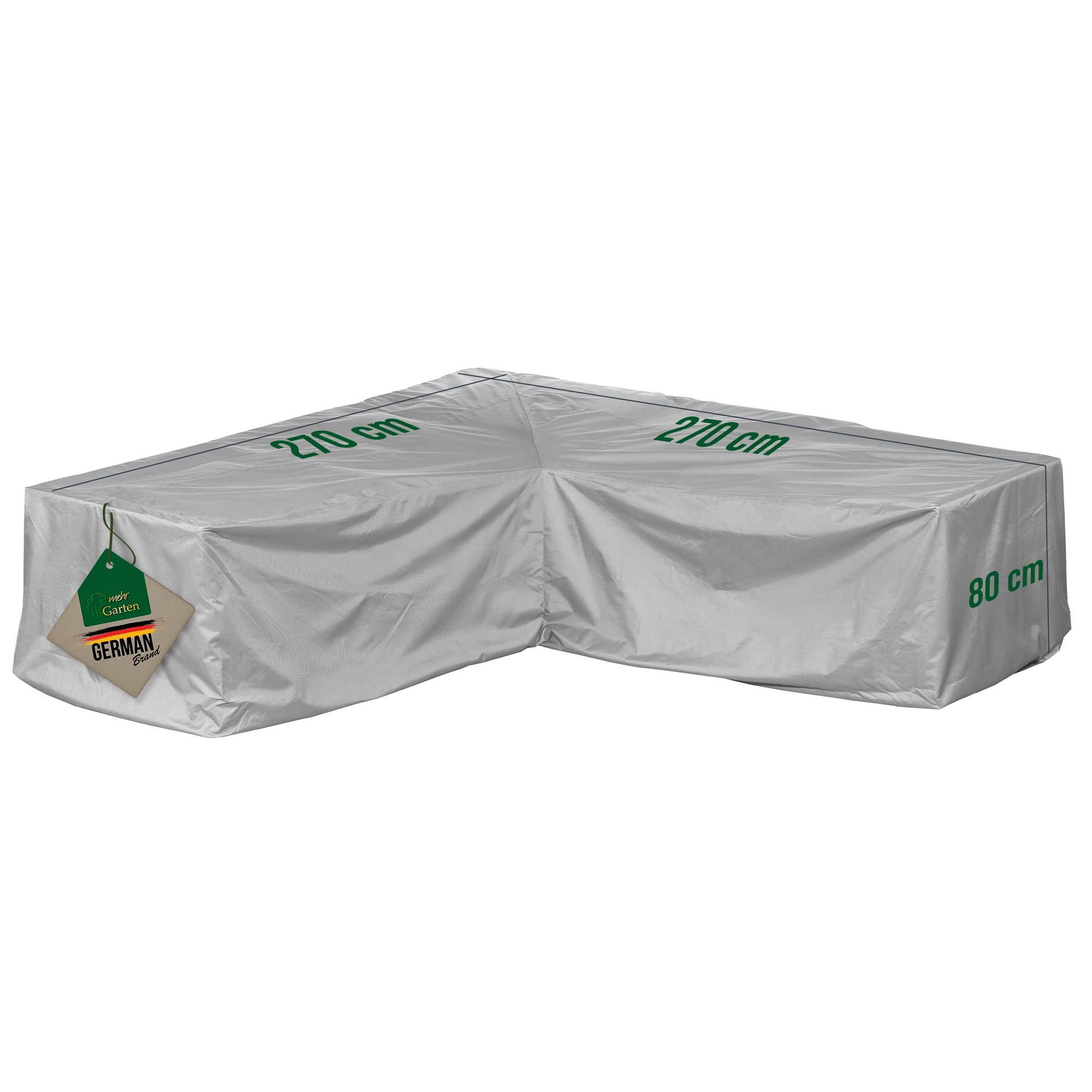Premium Protect Lounge Abdeckung L-Form 270x270x80 cm | wasserdicht, UV-beständig und atmungsaktiv – 2-lagiges Polyestergewebe, Schutzhülle für Gartenmöbel mit Kordelzug